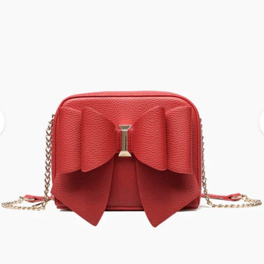 Red Bow Crossbody Purse Coquette Barbiecore Gold Chain Bag